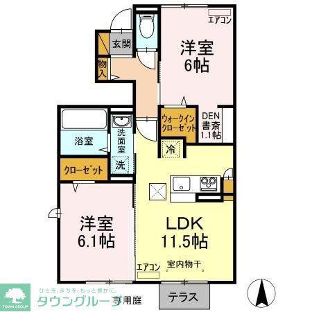 エタニティIII(2LDK/1階)の間取り写真