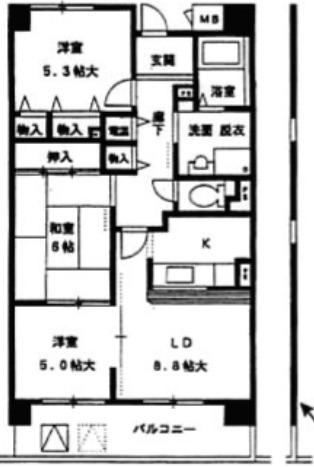 メゾンフロマージュ関目(3LDK/5階)の間取り写真