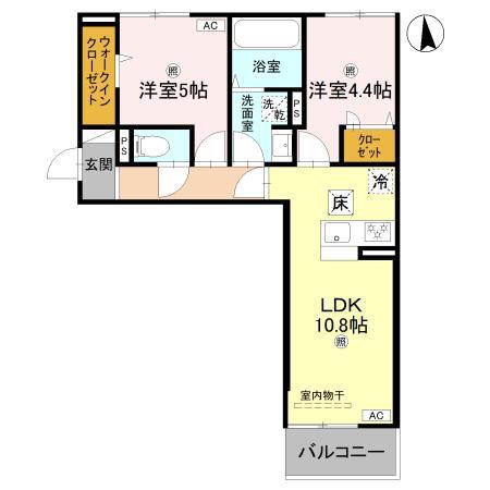 LUMIERE DU SOIR DEU(2LDK/1階)の間取り写真