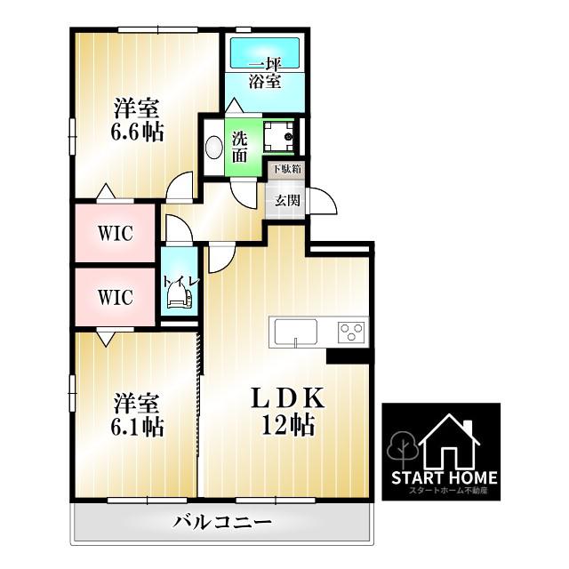 キャトルセゾン南佐古(2LDK/3階)の間取り写真