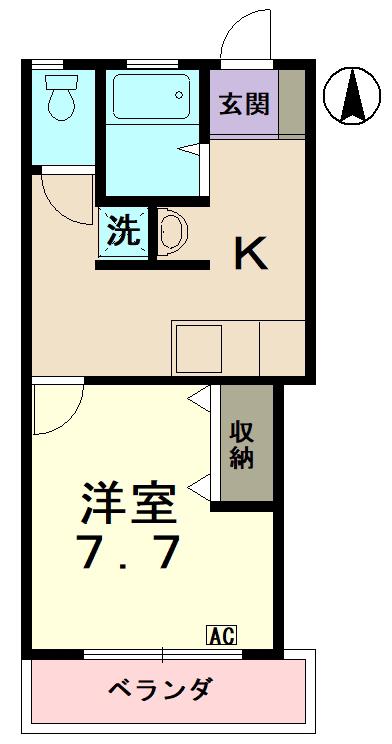アネックス緑台(1K/2階)の間取り写真