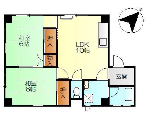 ハイツナイトウ(2LDK/2階)の間取り写真