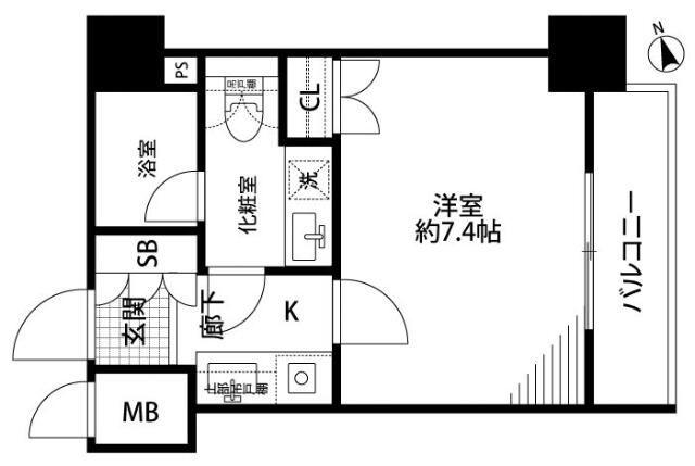 エスコート西新宿(1K/8階)の間取り写真