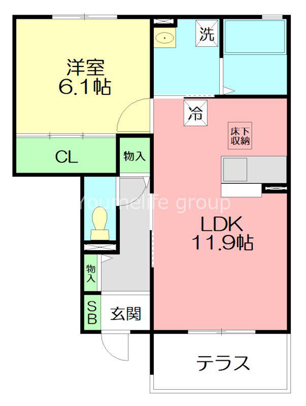 アイハウスA(1LDK/1階)の間取り写真