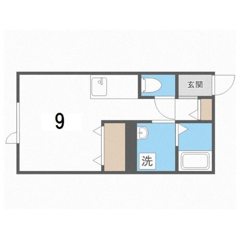 JR函館本線 手稲駅 徒歩31分 2階建 築9年(1K/1階)の間取り写真