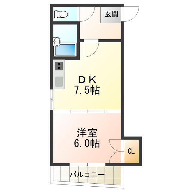 リレックス上住吉(1DK/3階)の間取り写真