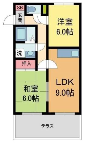 グランジュール泉ヶ丘(2LDK/1階)の間取り写真