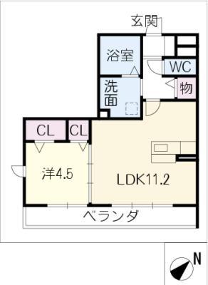 LIFE乗鞍LIVING(1LDK/3階)の間取り写真