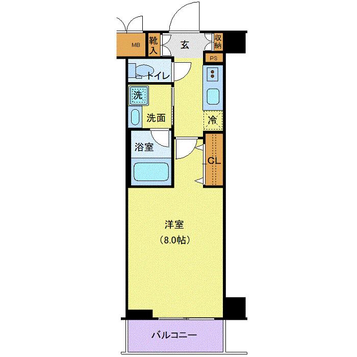 TATSUMIスカイガーデンテラス(1K/4階)の間取り写真