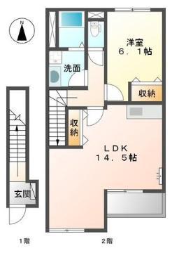 シケイン(1LDK/2階)の間取り写真