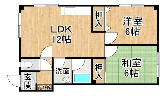 ユーハイムうすい(2LDK/2階)の間取り写真