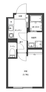 LOTSO亀有(1K/3階)の間取り写真