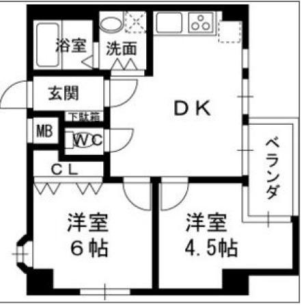 B・LIBERI(2DK/4階)の間取り写真