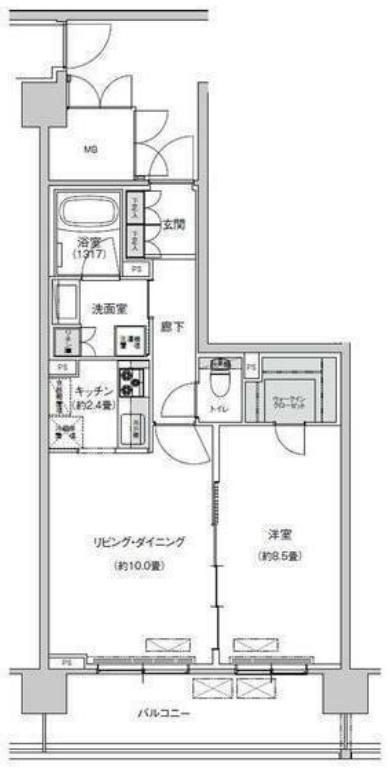 リージア経堂テラスガーデン(1LDK/3階)の間取り写真