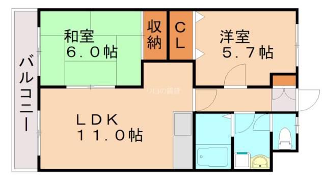 レイクランドI(2LDK/3階)の間取り写真