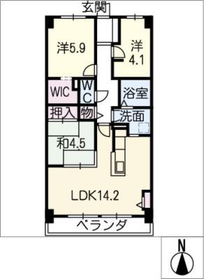 フロンテ21(3LDK/6階)の間取り写真