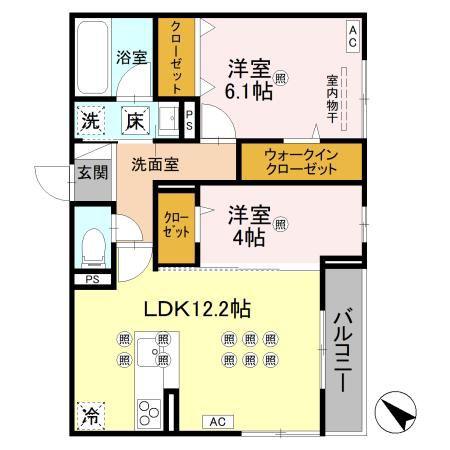 トリシアさくら(2LDK/1階)の間取り写真