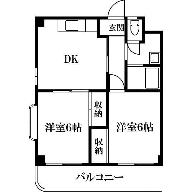 パルデメール(2DK/2階)の間取り写真