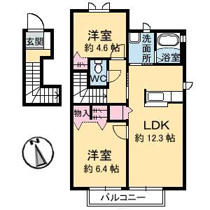 シャーメゾン大森 B棟(2LDK/2階)の間取り写真