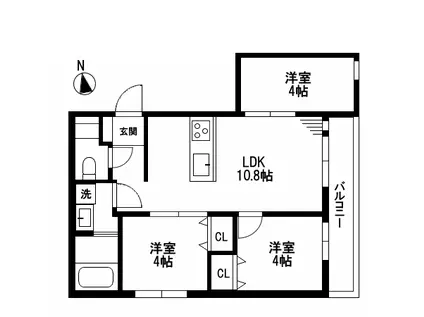 ミア流山(3LDK/3階)の間取り写真