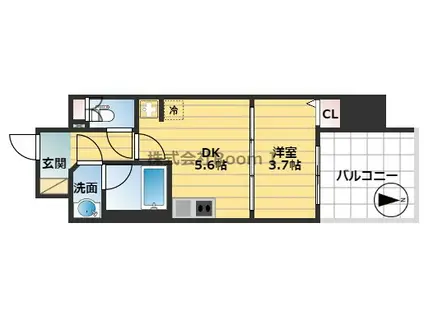 ルフォンプログレ堺筋本町タワーレジデンス(1DK/4階)の間取り写真