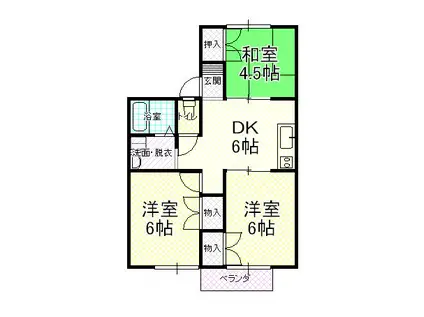 ルピナスA・B棟(3DK/2階)の間取り写真