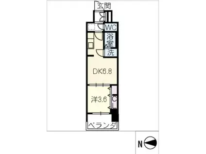 プレサンスジェネ上前津(1DK/3階)の間取り写真