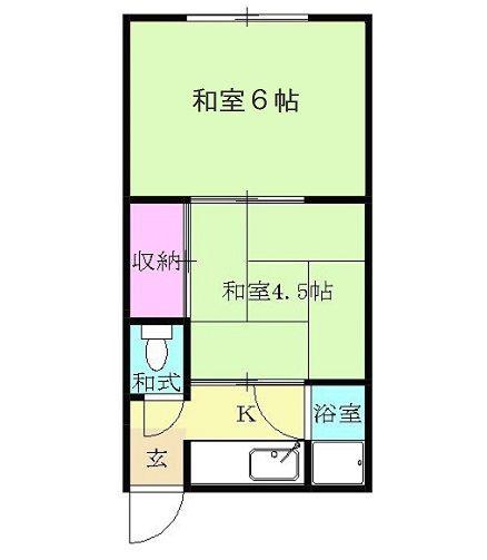 第1満和アパート(2K/2階)の間取り写真