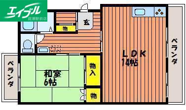 フジノマンション(2DK/3階)の間取り写真