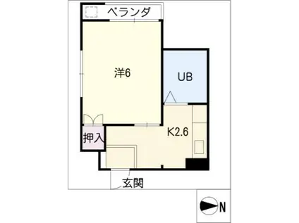 ショパン中平(1K/2階)の間取り写真