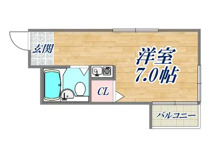 ダイドーメゾン西宮北口Ⅹ(ワンルーム/1階)の間取り写真