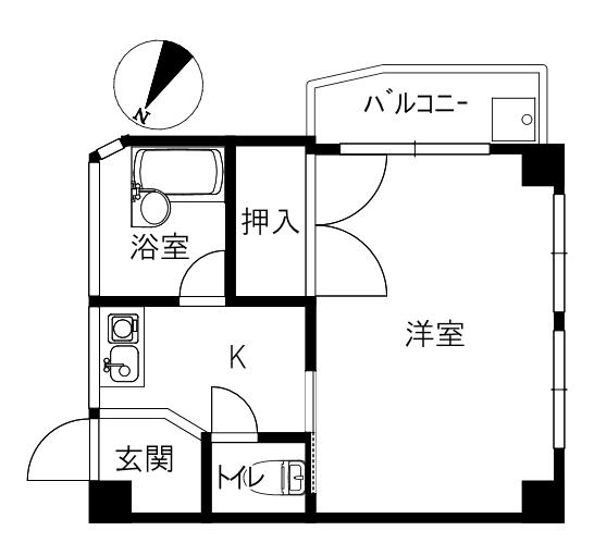 パレスU&U105(1K/2階)の間取り写真