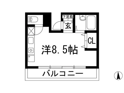 ビオレータ宝塚(ワンルーム/2階)の間取り写真