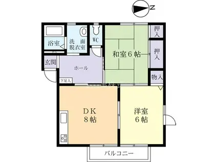 グリーンハイツA(2DK/2階)の間取り写真