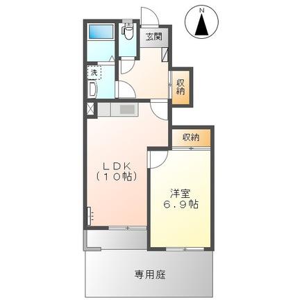 アシューレ広(1LDK/1階)の間取り写真