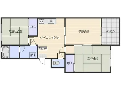 車コーポラス(3DK/1階)の間取り写真