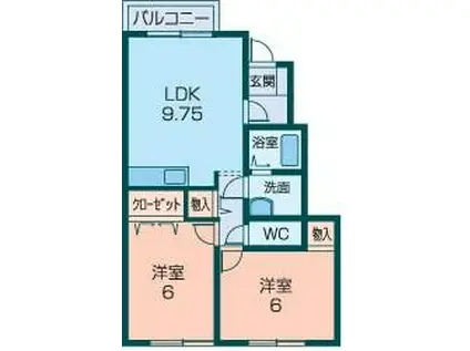 マークスB(2DK/1階)の間取り写真