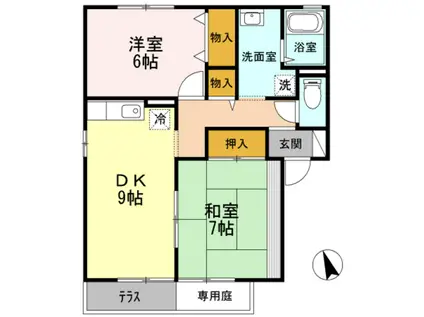 セピアコートB(2LDK/1階)の間取り写真