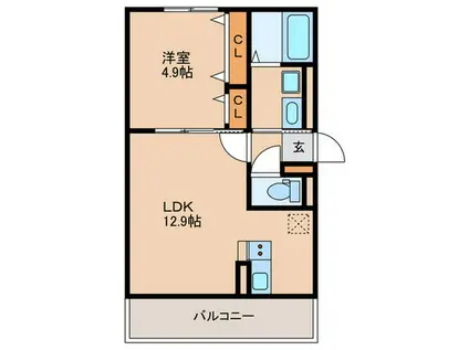 D-RESENA和田(1LDK/3階)の間取り写真