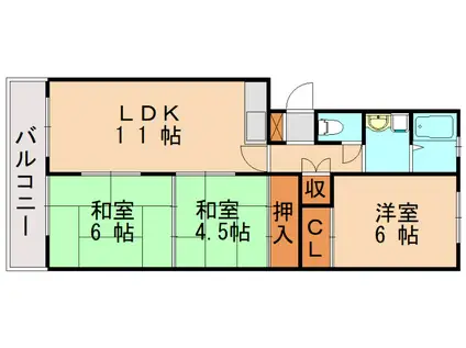 レジデンス白浜(3LDK/1階)の間取り写真
