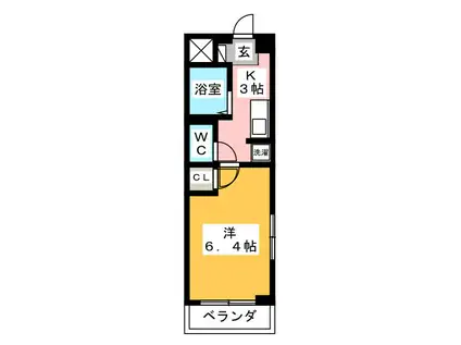 JSマンション(1K/2階)の間取り写真