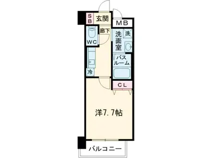 ピアグレース神戸(1K/2階)の間取り写真