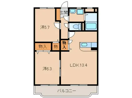 神田レジデンス(2LDK/2階)の間取り写真