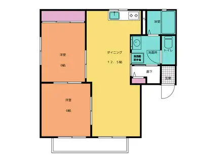 ディアステージ A棟(2LDK/2階)の間取り写真