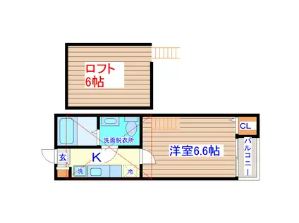 STAGE中田II(1K/1階)の間取り写真