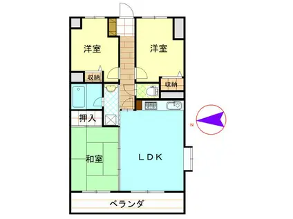 ライオンズガーデン多摩川河辺第二(3DK/7階)の間取り写真