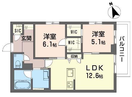 イル・マーレ 積水ハウスオートロックマンション(2LDK/2階)の間取り写真