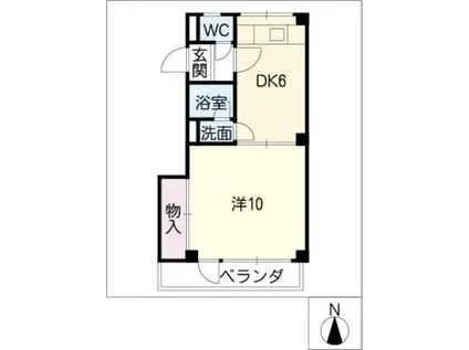 サンライズホーム鍵屋(1DK/2階)の間取り写真
