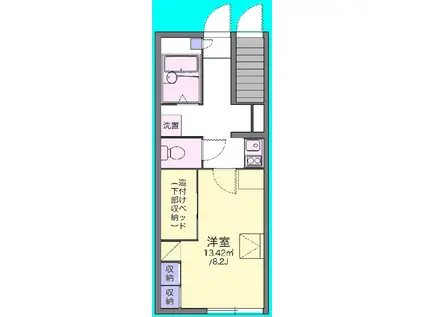弘南鉄道大鰐線 弘前学院大前駅 徒歩44分 2階建 築23年(1K/1階)の間取り写真