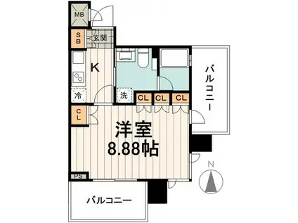 アーデン清澄白河(1K/8階)の間取り写真